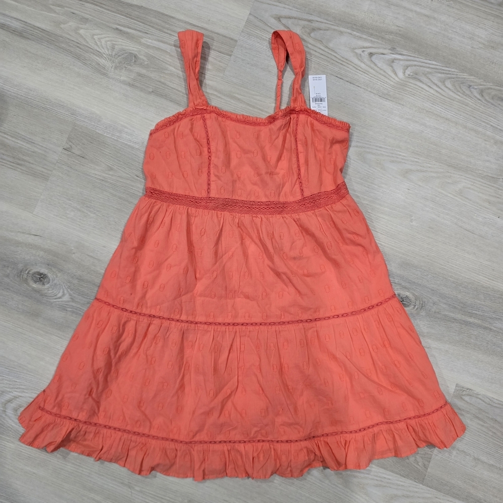 American Eagle Tie-Back Babydoll Mini Dress Size Medium Coral NWT PALLET DUST